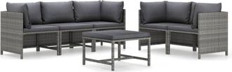 vidaXL Set De Muebles De Jard&iacute;n 6 Pzas Y Cojines Rat&aacute;n Sint&eacute;tico Gris Vidaxl