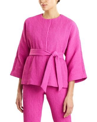 Natori Textured Jacquard Belted Jacket
