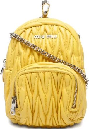 Miu Miu Zaino Matelasse con catena anni 2000 - Giallo