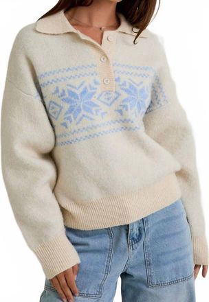 Le Lis Blanc Deux Noelle Snowflake Pattern Sweater In Beige