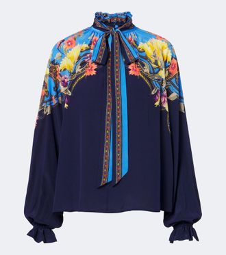Etro Floral tie-neck silk habotai blouse