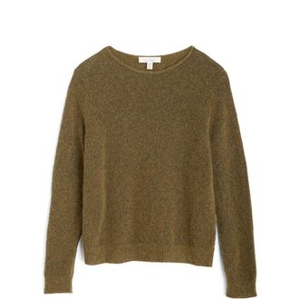 Seasalt Cornwall Lily Bell Wool & Mohair Blend Sweater in Knit Melange Rich Olive at Nordstrom, Size 14 Us