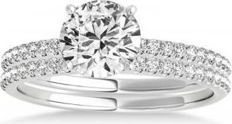 Allurez Lab Grown Diamond Accented Bridal Set Setting 14k White Gold (0.25ct)