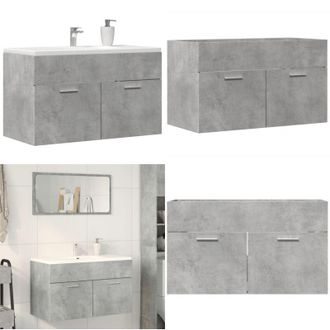 vidaXL Mobile Lavabo Bagno Grigio Cemento 90x38,5x46 cm Multistrato - Lavabo - Armadio da bagno