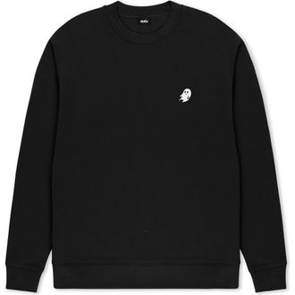 Dalix Ghost Relaxed Midweight Fleece Crewneck Sweatshirt in Black at Nordstrom, Size Xx-Large
