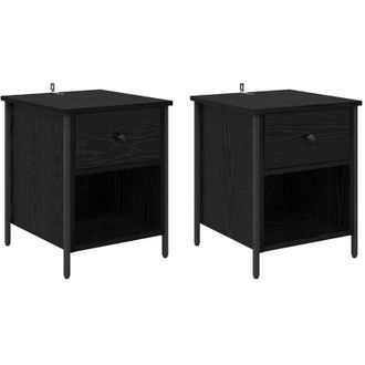 vidaXL Armario de Noche con cajón 2 pcs Roble negro 40 x 42 x 50 cm vidaXL