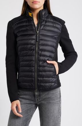 Parajumpers Olivia Waterproof Mixed Media 750 Fill Power Down Jacket in Black at Nordstrom, Size Large