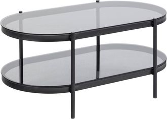 ebuy24 Mesa de centro bayona 1 estante, cristal color humo