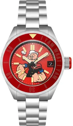 Spinnaker x Popeye Forearm Fury Piccard Automatic Bracelet Watch, 45mm in Red at Nordstrom