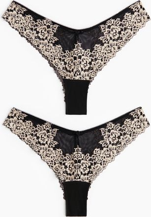 H&M 2er-Pack Brazil Slips aus Spitze - Schwarz