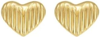 Tresorra 14K Yellow Gold Puffy Ridged Heart Stud Earrings