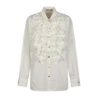 Alberta Ferretti Camisa de algod&oacute;n con aplicaciones florales - Blouses & Shirts - Mujer - Blanco - M
