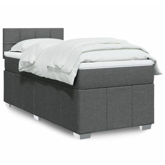 vidaXL Cama Box Spring Con Colch&oacute;n Tela Gris Oscuro 100x200 Cm Vidaxl
