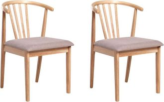 Beliani Set of 2 Dining Chairs CRAIG Wood Light Brown/ Taupe