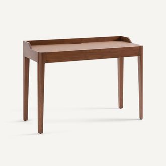 AM.PM Bureau van notenhoutfineer en leer, Junius, ontwerp door Emmanuel Gallina