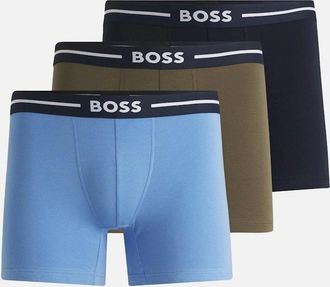 HUGO BOSS Mens Boss 3 Pack Cotton Stretch Boxer Brief - Blue - Size: 32/34/35