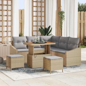vidaXL Vidaxl - Conjunto De Sof&aacute; De Jard&iacute;n Con Coj&iacute;n 8 Pcs Beige Polirat&aacute;n