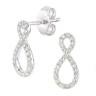 Diamant L'éternel Womens 9ct White Gold Earrings With 0.2ct Diamond - One Size