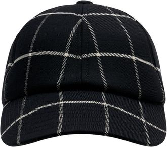 Courr&egrave;ges Womens 226tct048wo0171-9901 Checked Cotton Baseball Cap Black