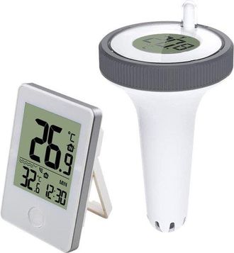 OEM Term&oacute;metro Para Piscinas - Medidor De Temperatura Del Agua - Gesti&oacute;n De Piscinas - Lectura Inal&aacute;mbrica - No Disponible - Blanco Gris