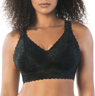 Affinitas Adriana Wire-Free Lace Bralette in Black at Nordstrom, Size 32J
