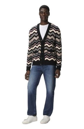 Missoni The Cardigan In Wool And Alpaca With Zigzag in Grey & Burgundy at Nordstrom, Size 50 It