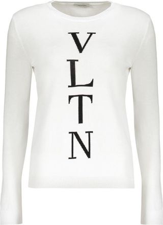 Valentino WomenS White Cotton Logo Sweater, Size 40
