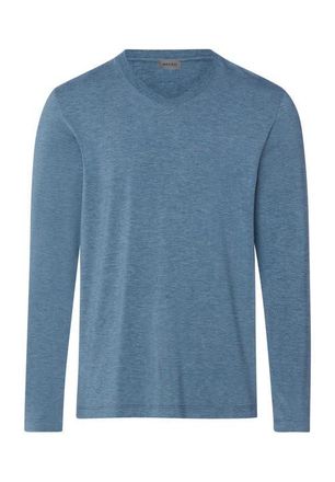 Hanro Casuals Long Sleeve V-Neck Top in Retro Blue Melange at Nordstrom, Size Xx-Large