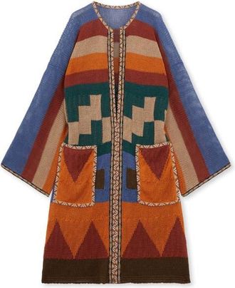 Fortela Lara Multicolor Knit Linen Maxi Cardigan in Mix at Nordstrom, Size 46 Eu