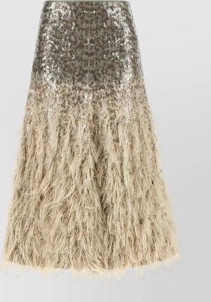 Brunello Cucinelli sequin feather high waist a line skirt
