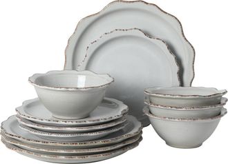 Gibson Home Kennon Road 12-Piece Scalloped Stoneware Dinnerware Set in White at Nordstrom