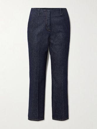 Dries Van Noten Jeans Cropped Svasati A Vita Alta - Blu