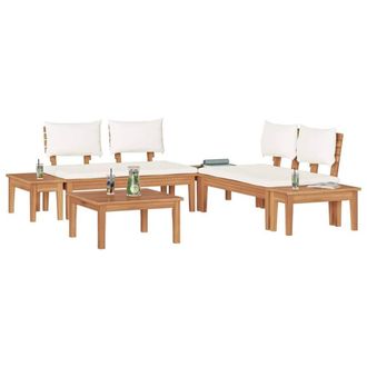 Berkfield Home Dense Garden Bench Set 3 pcs Brown & Cream 2-seater Small