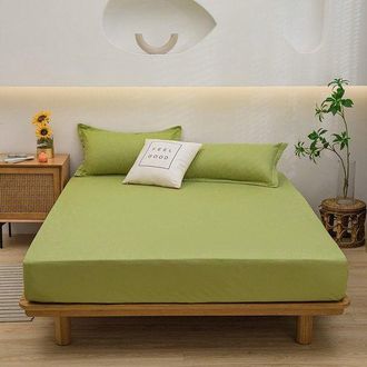 OEM S&aacute;bana Bajera Ajustable, 160 X 200 X 30 Cm, De Algod&oacute;n Puro Superfino, Apta Para Colchones De Hasta 30 Cm De Grosor, Color Verde Claro