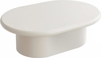 Oviala Mesa de centro ovalada de 100 x 70 cm en MDF lacado en blanco