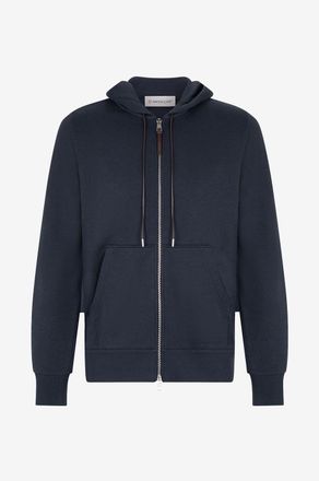 Moncler Kapuzensweatjacke mit Lederdetails