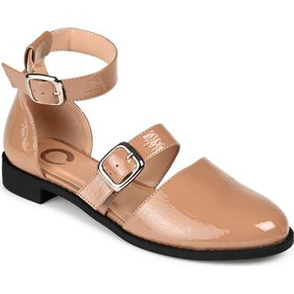 Journee Collection Constance Buckle Strap Flat in Mocha at Nordstrom Rack, Size 6.5