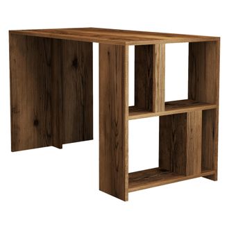 Dmora Escritorio Corfinio, 3 Estantes, 4 Compartimentos, Color Marr&oacute;n, 120x60x75h Cm Nogal