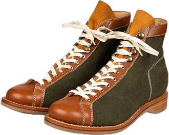 Generic Mens Lace-Up Short Boots Flat Heel Vintage Motorcycle Boots Round Toe PU Leather Casual Boot,Brown,9.5 UK