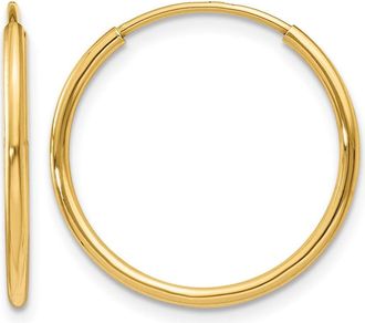 Diamond2Deal 14k Gold 1.20mm Round Shape Endless Hoop Earrings