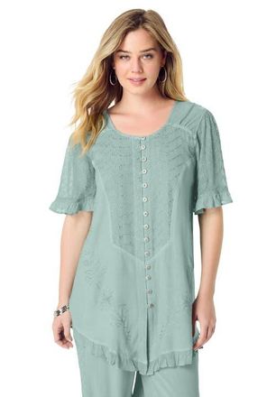 Roaman's Acid Wash Tunic in Antique Mint at Nordstrom, Size 36