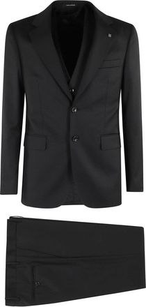 Tagliatore Napoli Suit With Classic Vest In Black 110S Virgin Wool