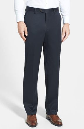 Berle Flat Front Classic Fit Wool Gabardine Dress Pants in Navy at Nordstrom, Size 44 X