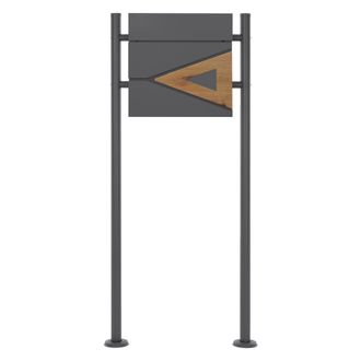 ML Design Ecd Germany Buz&oacute;n De Correo Con Soporte Y Compartimento Para El Peri&oacute;dico 37x36,5x11cm Acero Antracita Aspecto De Madera Natural Con 2 Llaves Solapa D