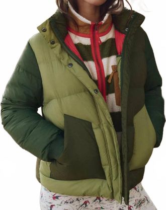 The Great. Polar Puffer Jacket In Army Colorblock