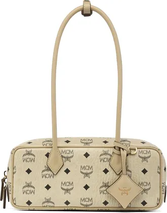 MCM Small Aren East West Shoulder Bag in Visetos in Beige at Nordstrom
