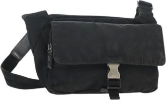 Prada Pre-owned Cross Body Bags, female, Black, Size: ONE SIZE Pre-owned Nylon Cross Body Bag