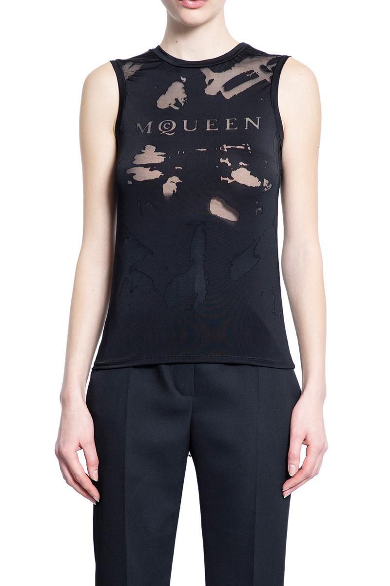 パンツ ALEXANDER MCQUEEN Women Vests 705526QJAAC1000 Black Black Leather vest Alexander McQueen - Vitkac AS