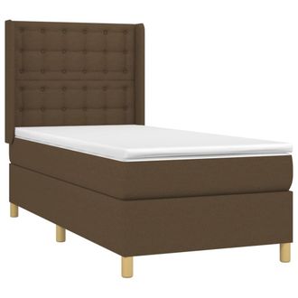 vidaXL Vidaxl - Cama Box Spring Colch&oacute;n Y Luces Led Tela Marr&oacute;n Oscuro 80x200cm