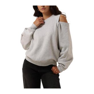 Catwalk Junkie Truien & Vesten, Dames, Grijs, XS, Relaxed Open Schouder Sweater